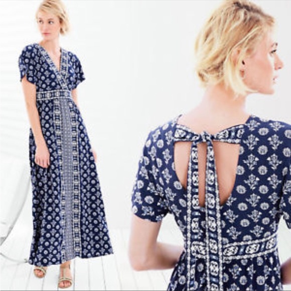 Garnet Hill Dresses & Skirts - Elegant Navy Blue Floral Maxi Dress